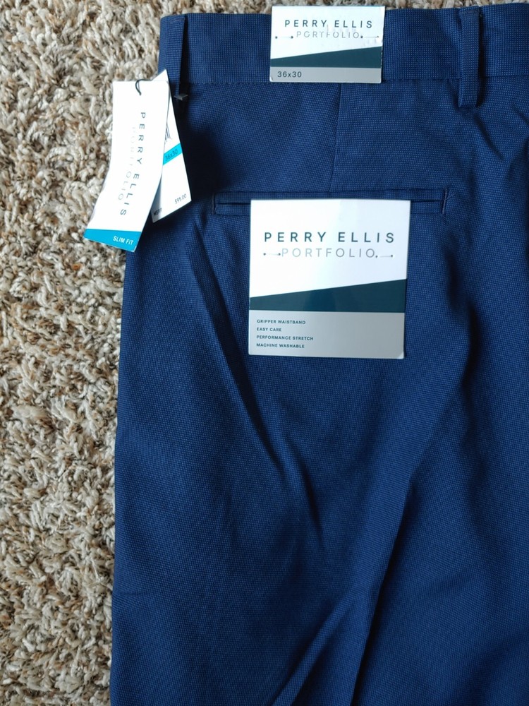 Perry Ellis Portfolio Men Slim Fit Dress Pants Size 36x30 for Work Suits