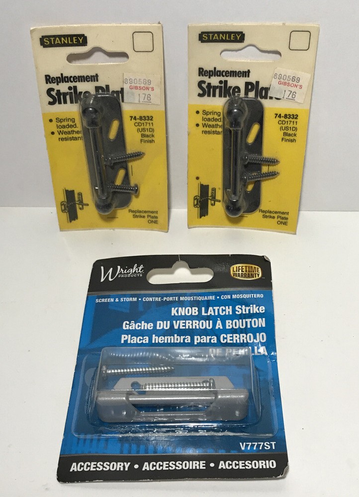 2 Stanley Replacement Strike Plate 74-8332 & Wright Knob Latch Strike V777ST Lot