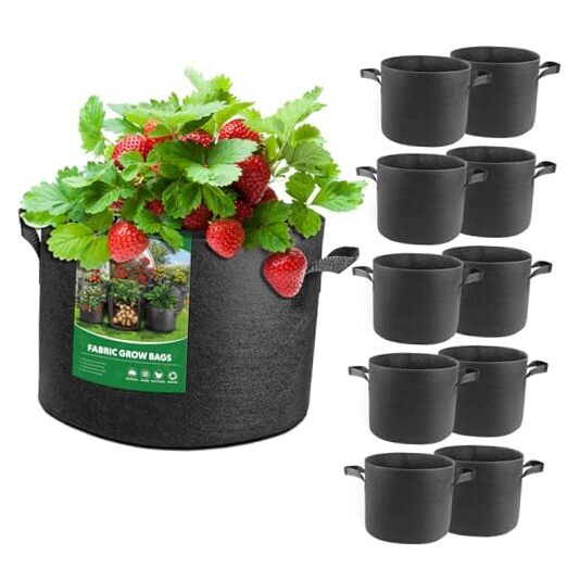 Fabric Grow Bags,Vegetable/Flower/Plant Growing pots 3 Gallon-10 Pack Black