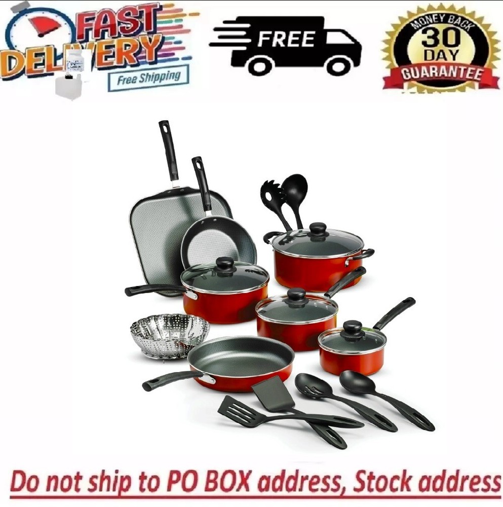 Tramontina Primaware 18 Piece Non-stick Cookware Pots And Pans Set Kitchen, Red