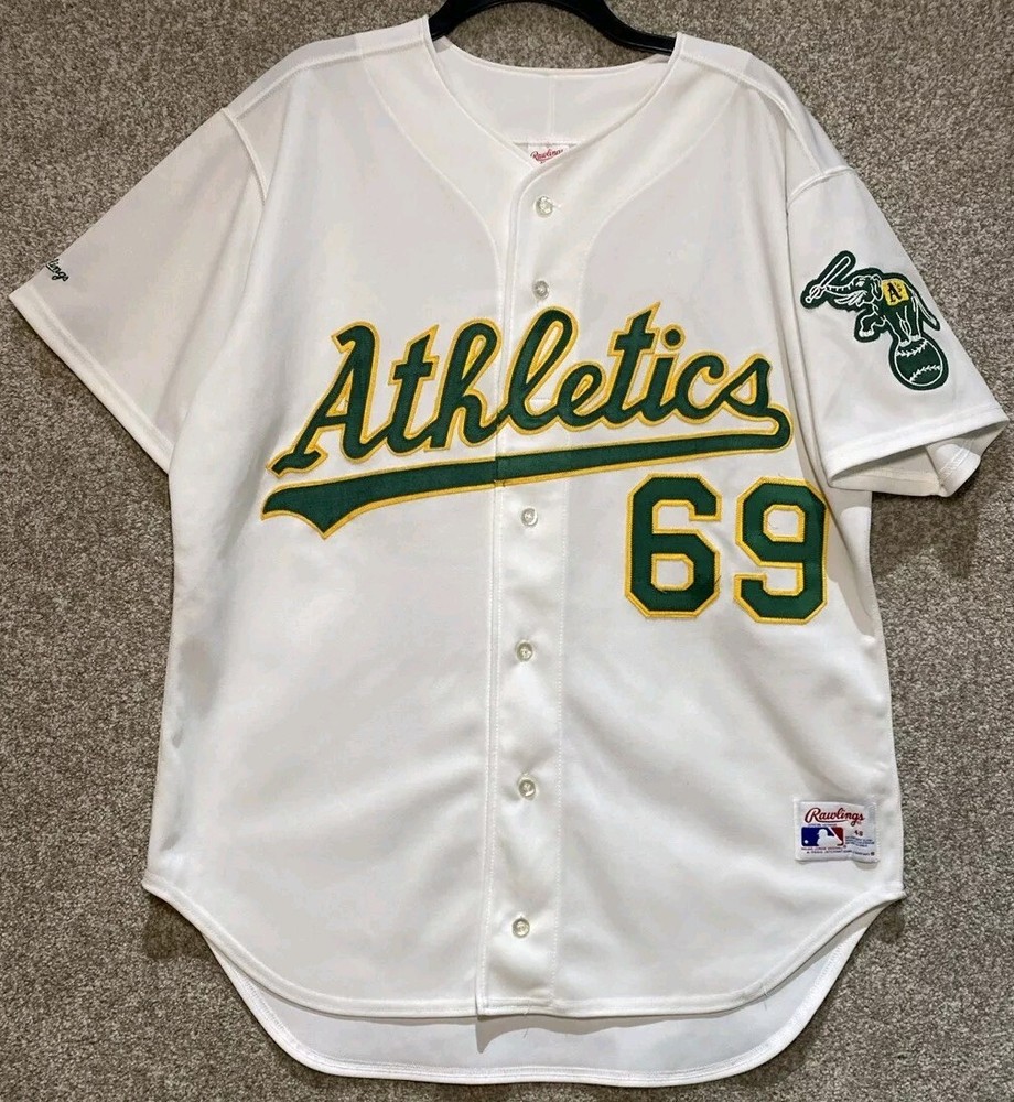 Vintage Rawlings MLB Mens Oakland Athletics #69 Baseball Jersey Size 48 USA