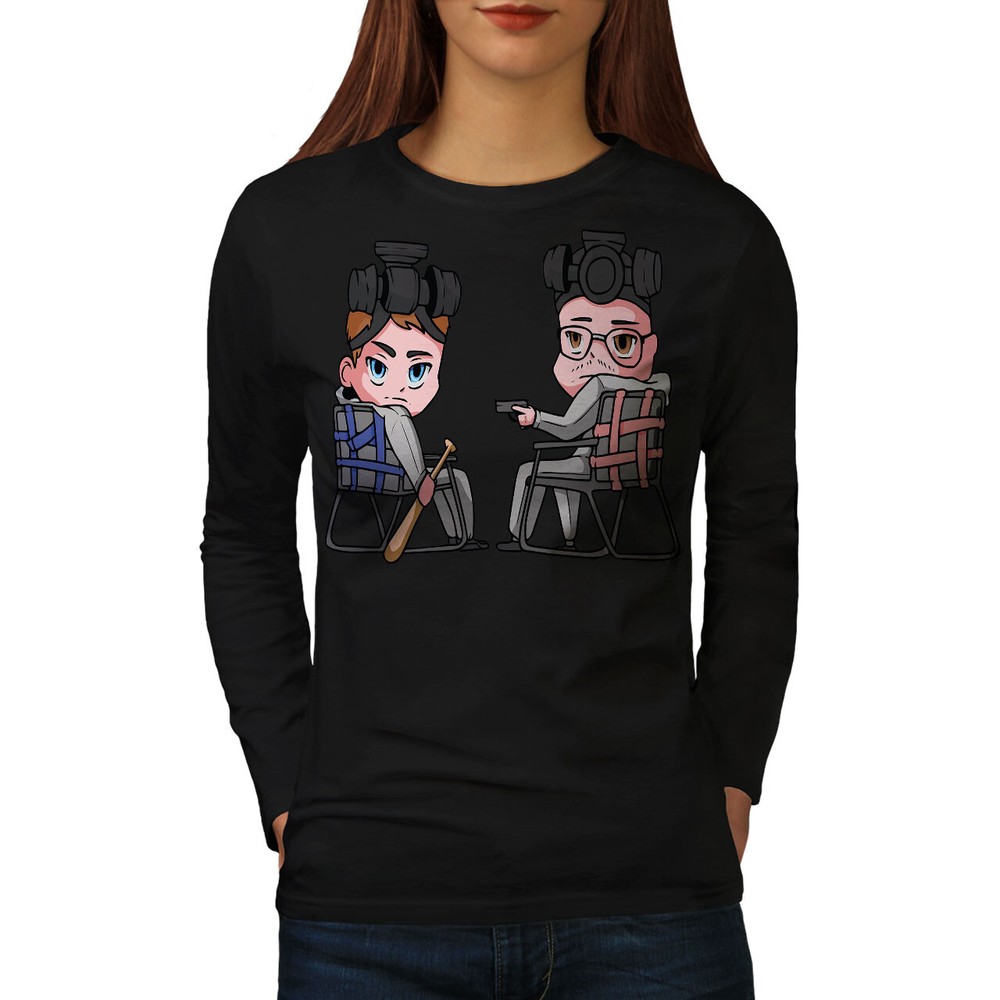 Wellcoda Tactical Duo Sitting Cartoon Characters Womens Long Sleeve T-shirt