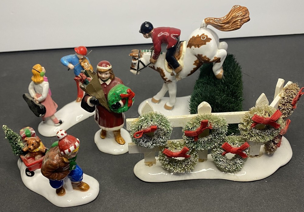 Vintage Dept 56 Bucks County Horse Riding Mixed Lot As Is Violin Serenade