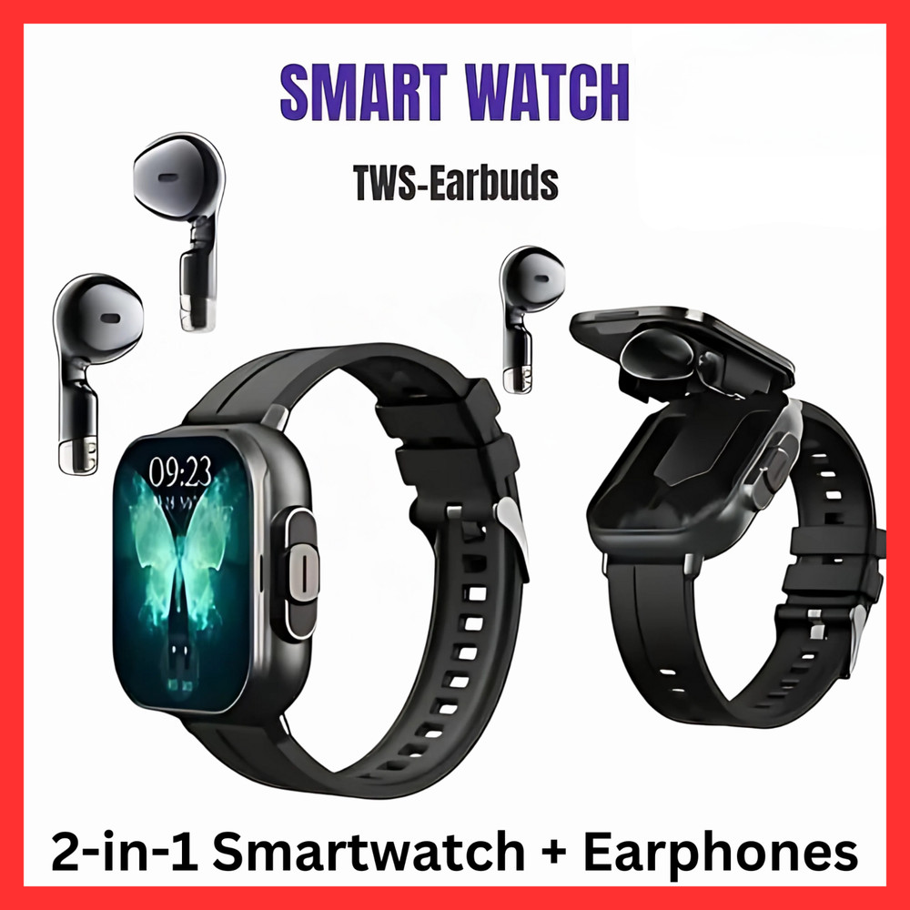 2025 SmartWatch 2 in 1 With Earphones Bluetooth Call Play Music Heart Rate GPS