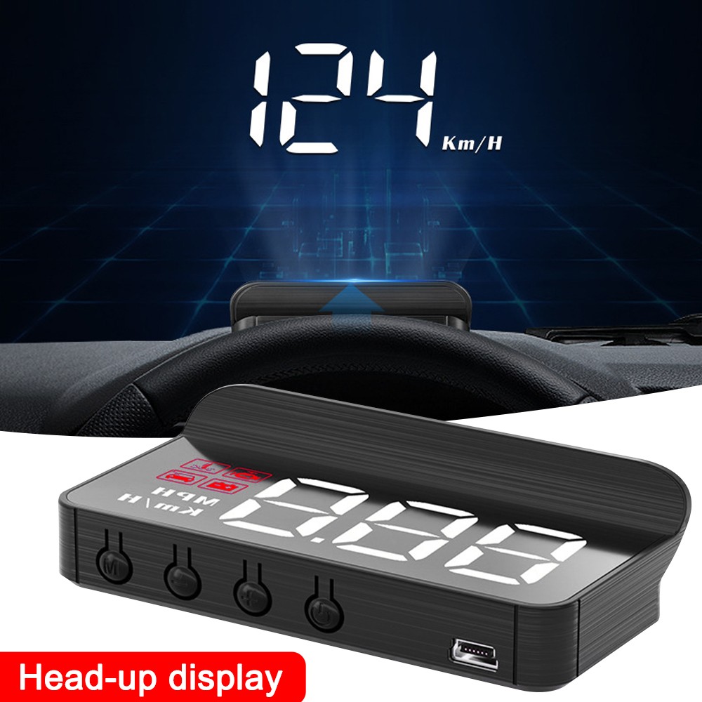 Universal USB Car HUD Speedometer – GPS Head-Up Display with MPH/KMH Speed Alarm  