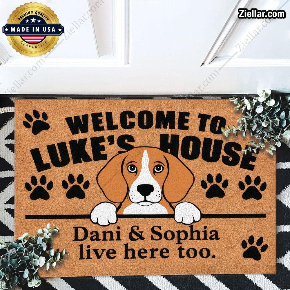 Custom Text Photo Pet Doormat Beagle Home Welcome Mat Entryway