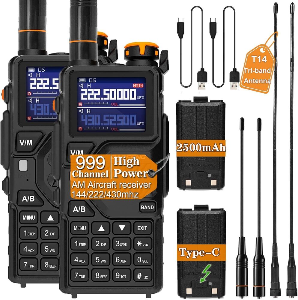K5Plus Tri Band Ham Radio Long Range (Upgrade Of Uv-5R) Handheld High Power