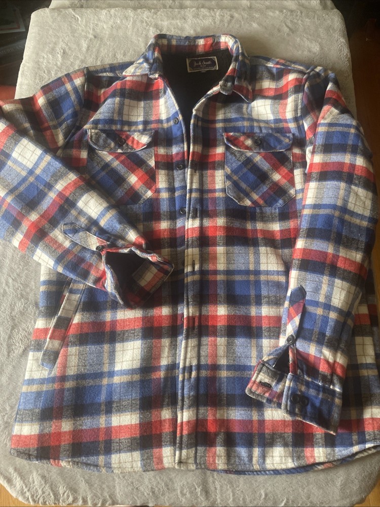 Jack & South  Men’s Lumber Jack  Plaid Shirt Jacket Size XL Blue/red/cream