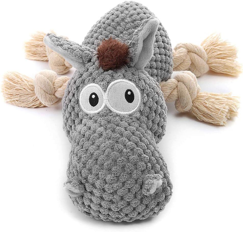 Grey Large Donkey Shape Design Squeaky Stuffed Animal Dog Plush Chewer Toy