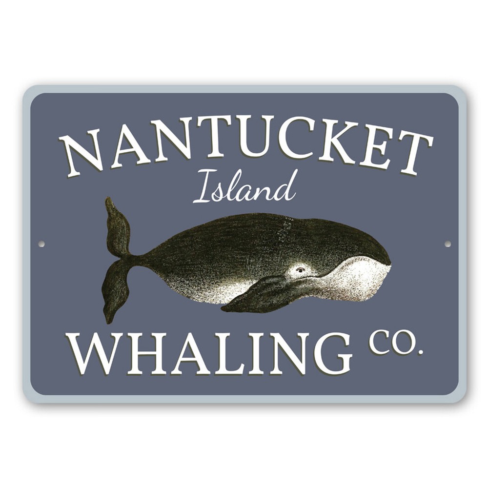 Nantucket Island Whaling Co, Marine Life Sign, Whale Marine Aluminum Sign