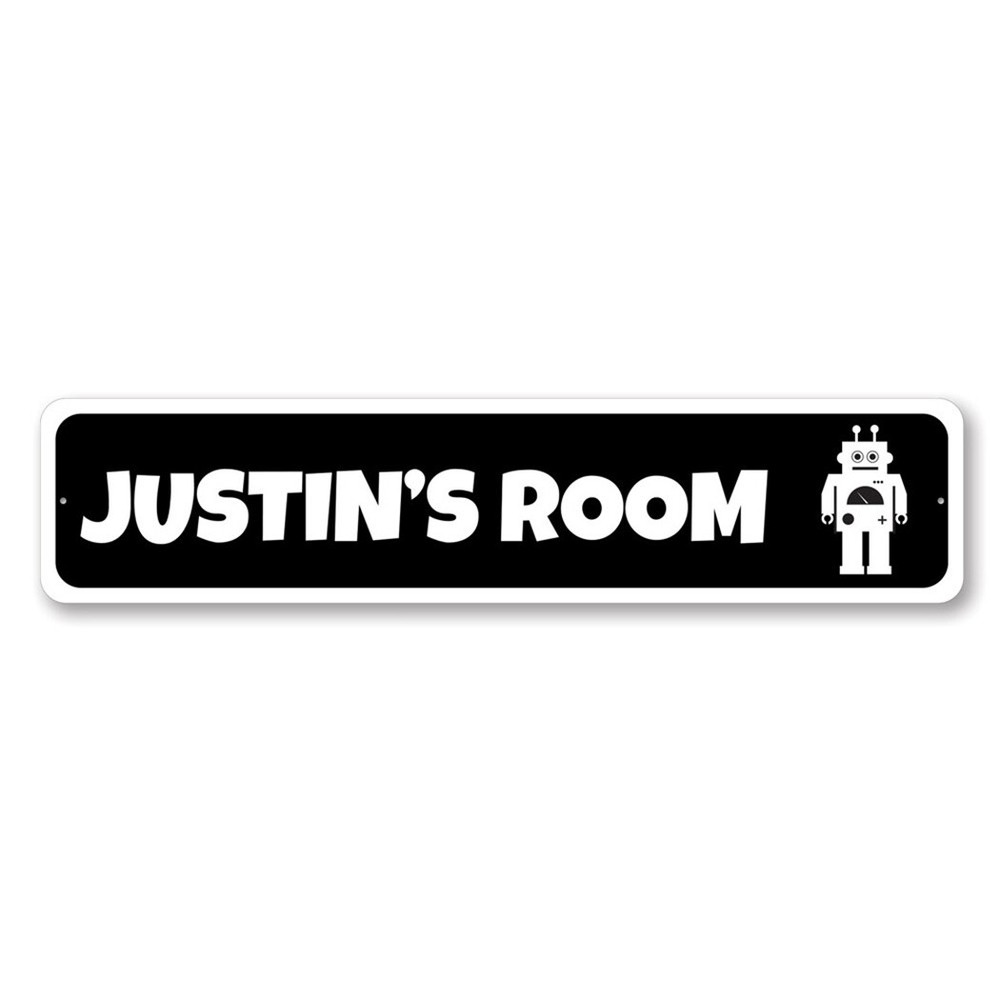Robot Sign, Custom Children Kid Room Sign, Robot Lover Metal Decor Sign