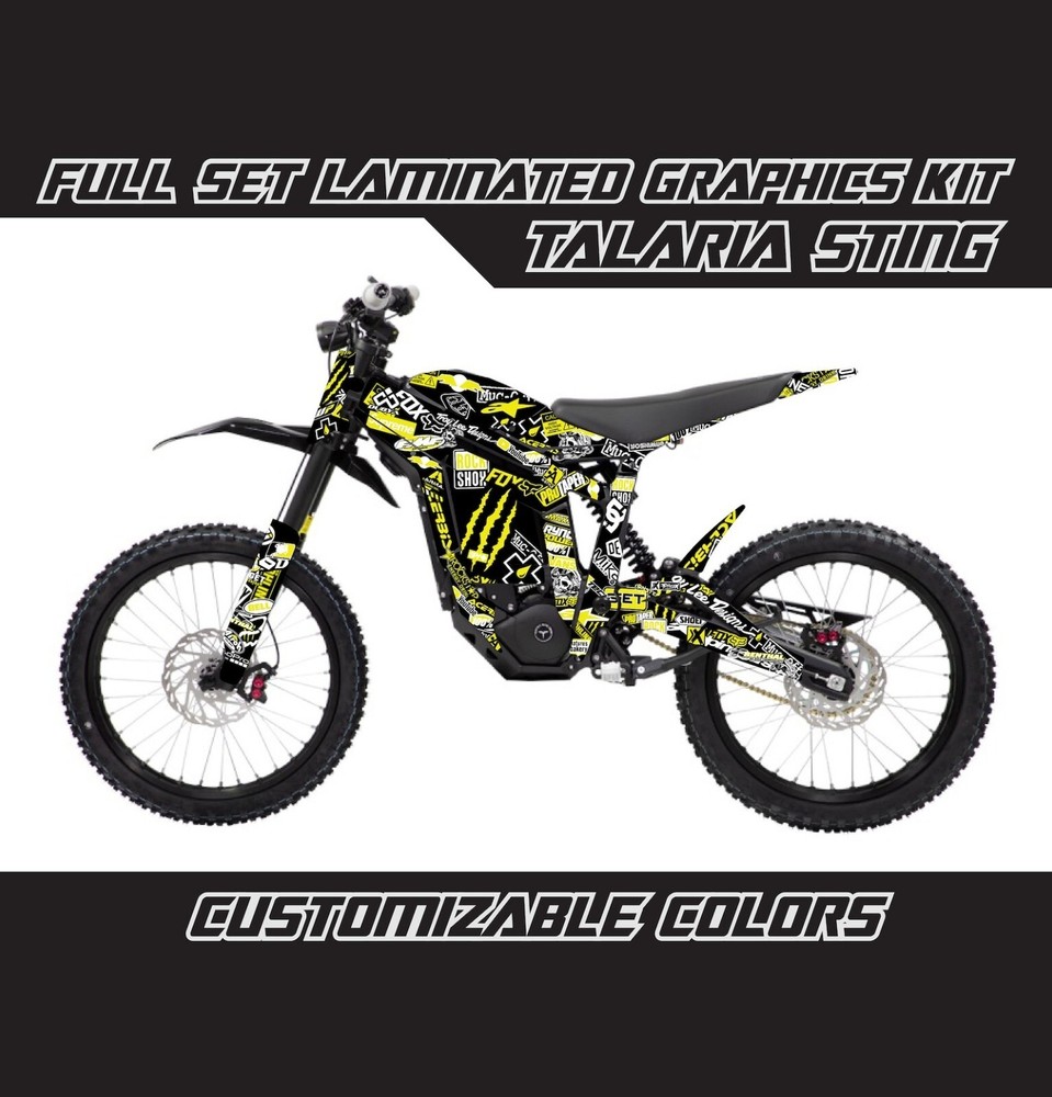 TALARIA STING Yellow Black Stickerbomb Decals Stickers Skin Wrap Graphics Kit