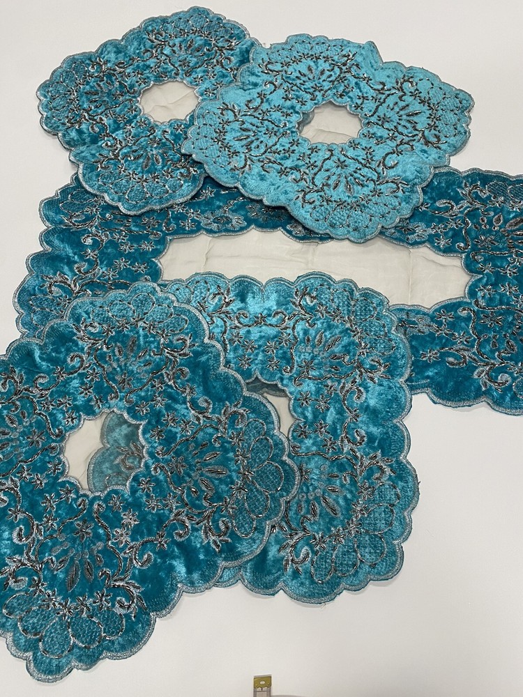 5-Piece Velvet Embroidered Table Cover Set for Home Decor