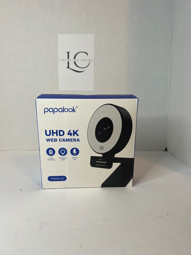 Papalook Spotlight Live Streaming 30FPS Video Webcam UHD 4K Flexible Black-image