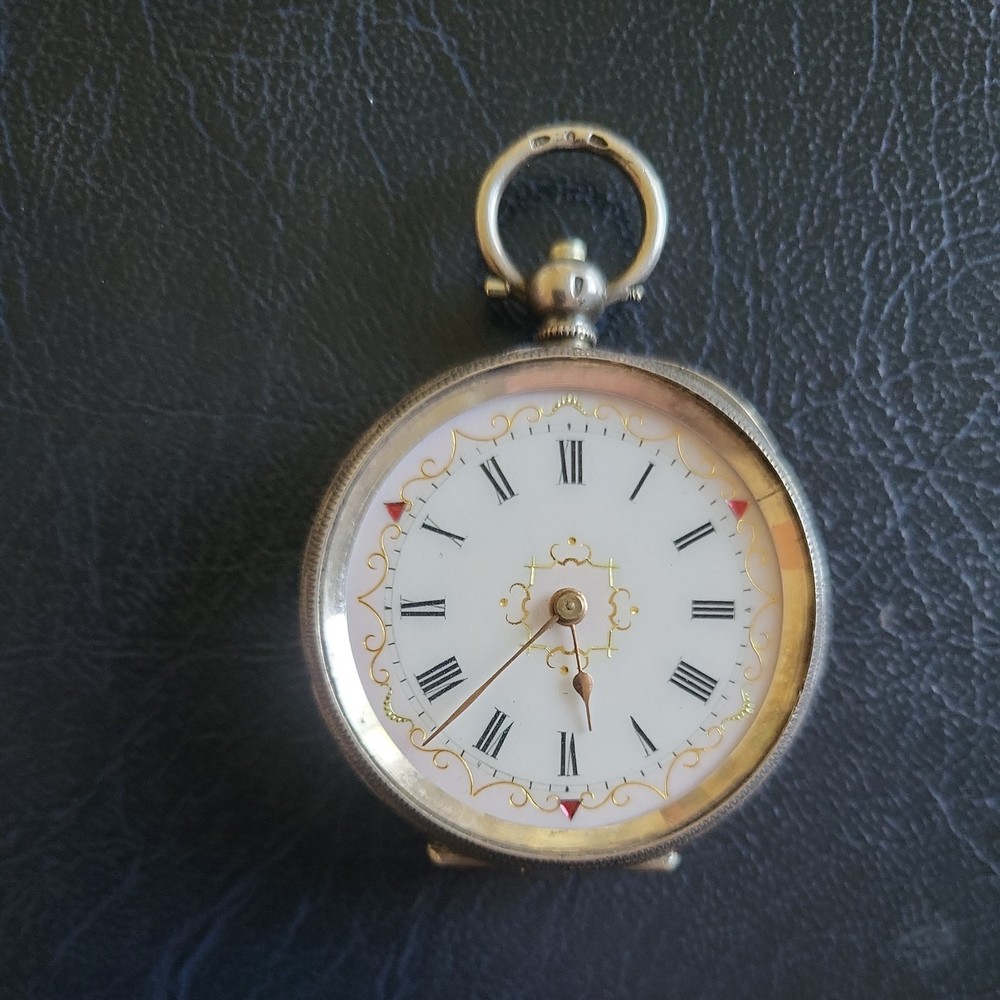 Vintage Swiss Silver Wind-Up Pocket Watch in Working Condition