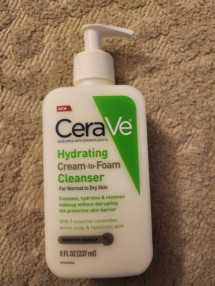 CeraVe Hydrating Cream-to-Foam Cleanser 8oz for Gentle Skin Cleansing