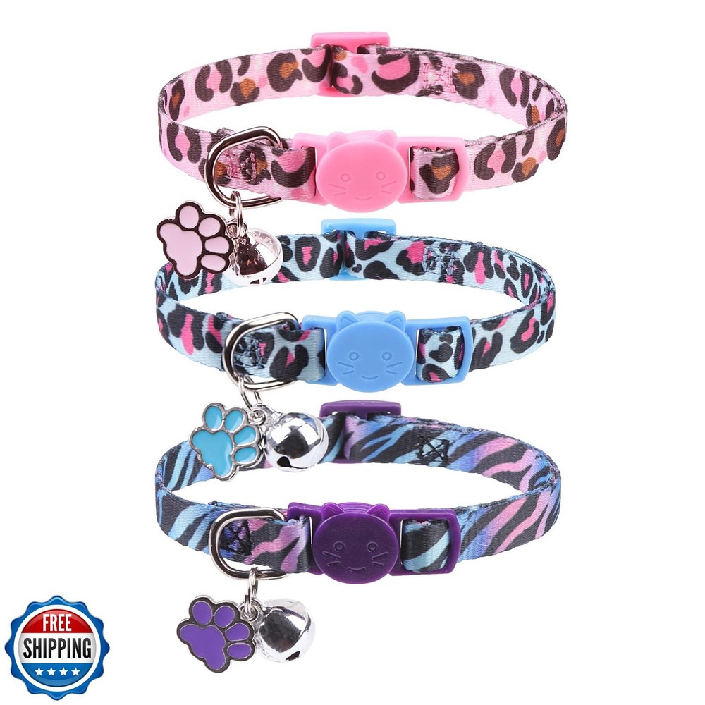 SCENEREAL Adjustable Breakaway Cat Collar with Safety Buckle and Soft Bells