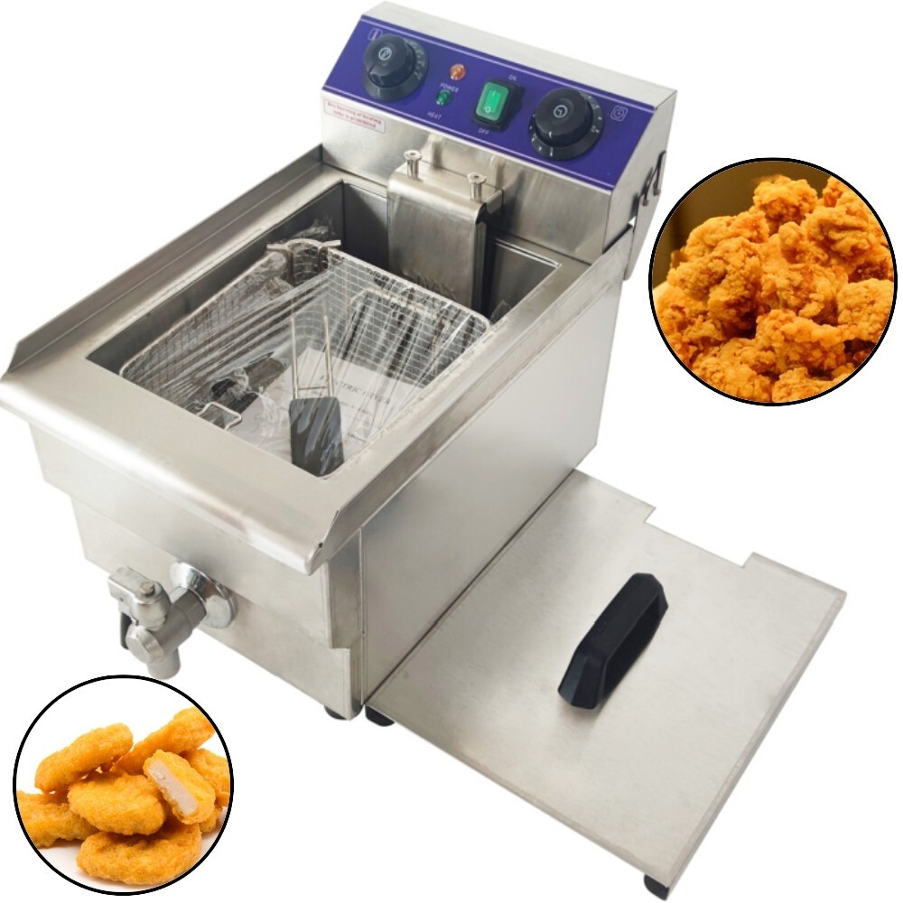 110V 110L Commercial Deep Fryers Single Cylinder Fried Chicken Pan w/ Fry Backet