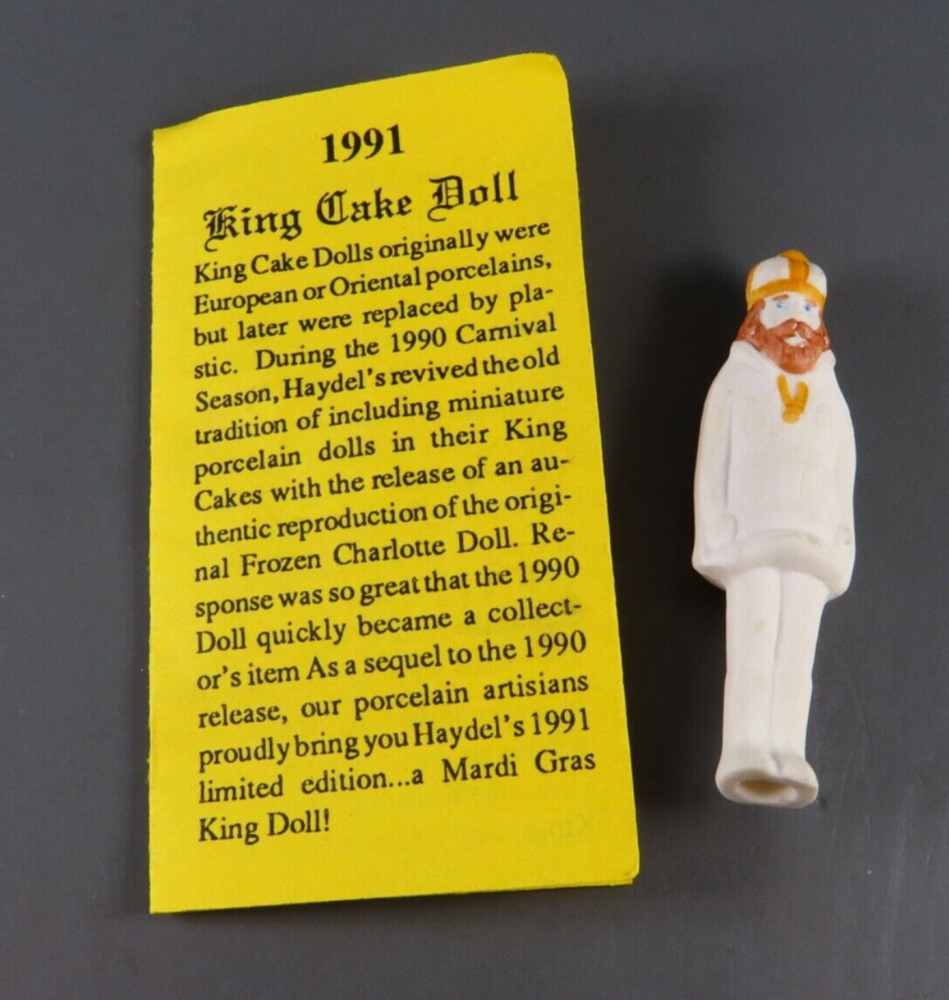 HAYDEL'S MARDI GRAS Krewe Bakery KING CAKE DOLL Porcelain 1991 VTG Carnival Man