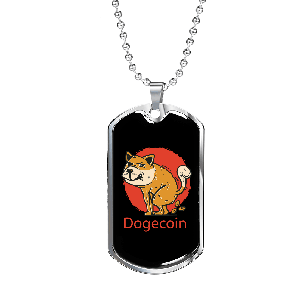 Dogecoin  Crypto Necklace Stainless Steel or 18k Gold Dog Tag 24