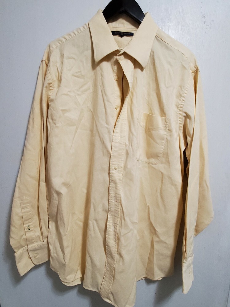 Tommy Hilfiger Yellow Dress Shirt Size Large Classic Fit