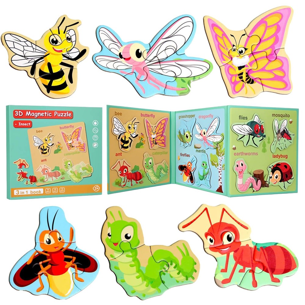 HouzeFun Animal Puzzles for Kids Ages 3-5 Magnetic Insect Puzzles Preschool P...