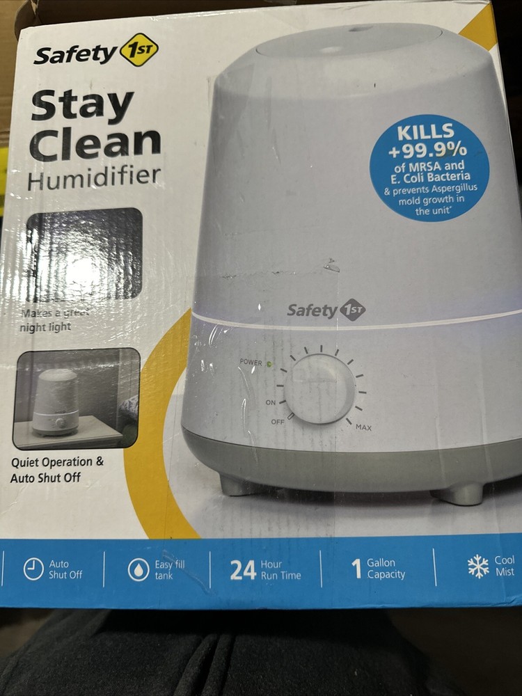 Safety 1st Stay Clean Humidifier Anti Microbial LED Light Ultrasonic Cool Mist