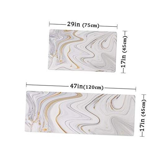 2 Pieces Waterproof Cushioned Kitchen Rugs Set 17