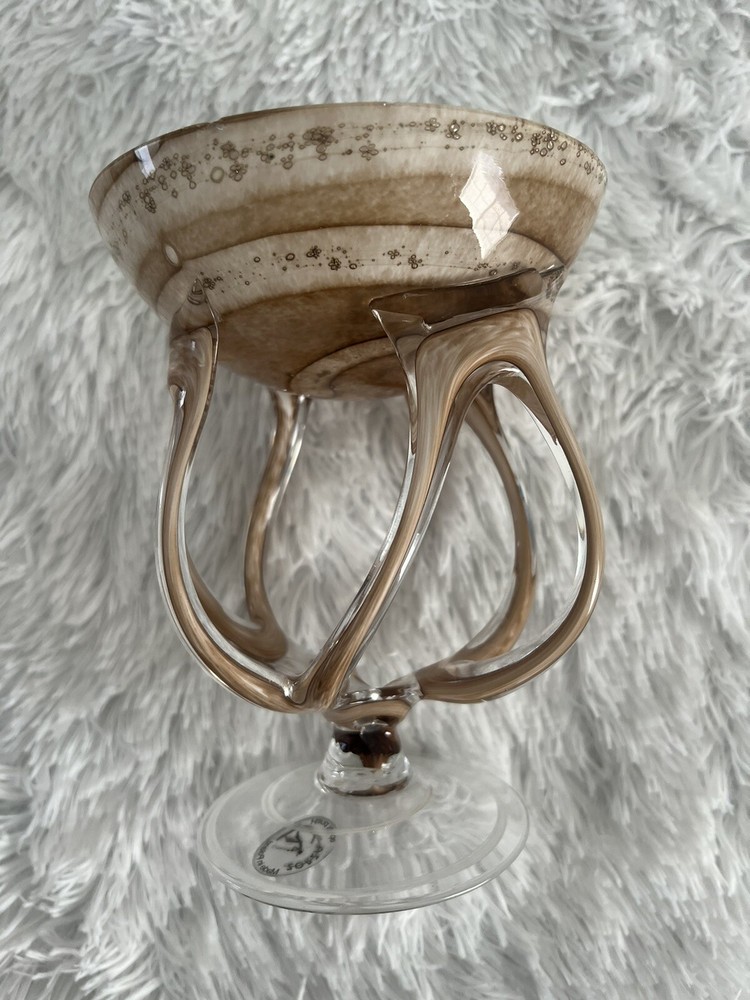 Poland Art Glass Jellyfish Sculpture Footed Compote Pedestal Bowl by ZORZA