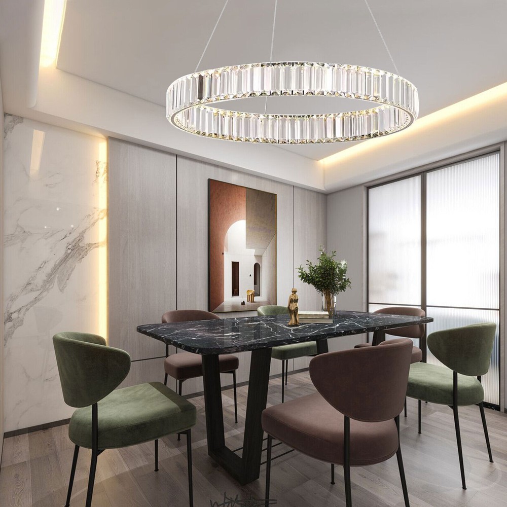 Modern Round Crystal Chandelier Pendant LED Lamp Ceiling Lighting Light Fixture