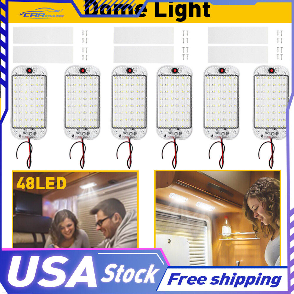 6X For Car Caravan Boat Van Camper Trailer RV LED Interior Dome Light Ceiling