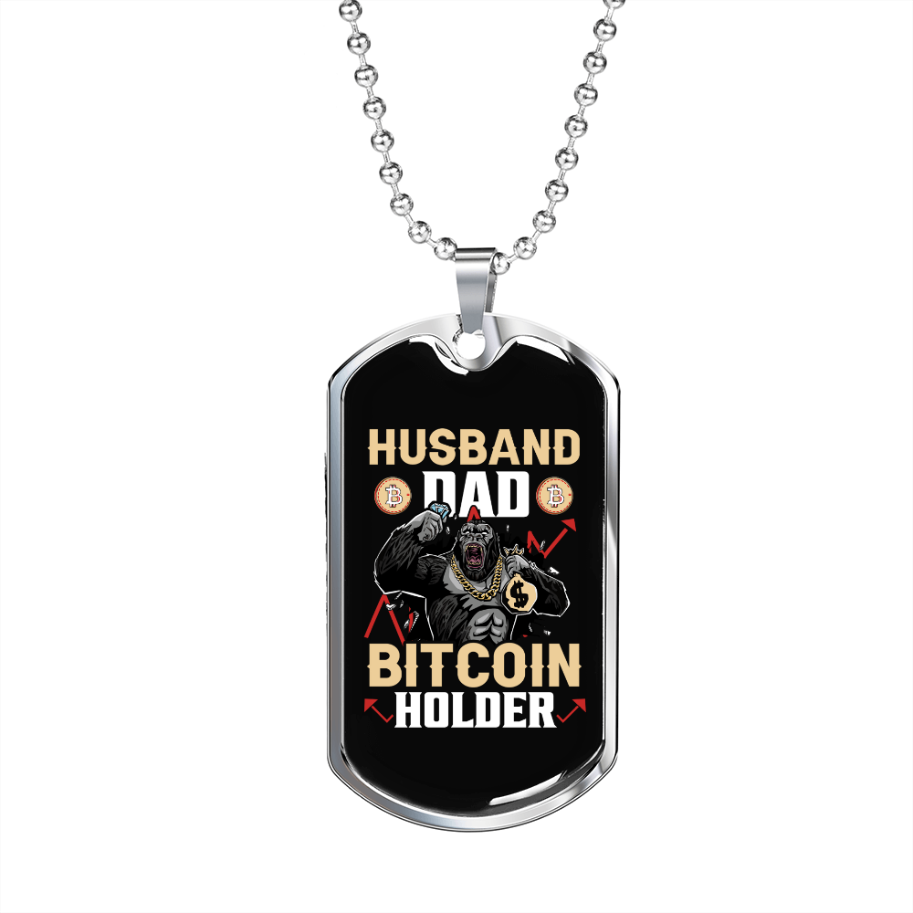 Husband Dad  Holder   Necklace Stainless Steel or 18k Gold Dog Tag