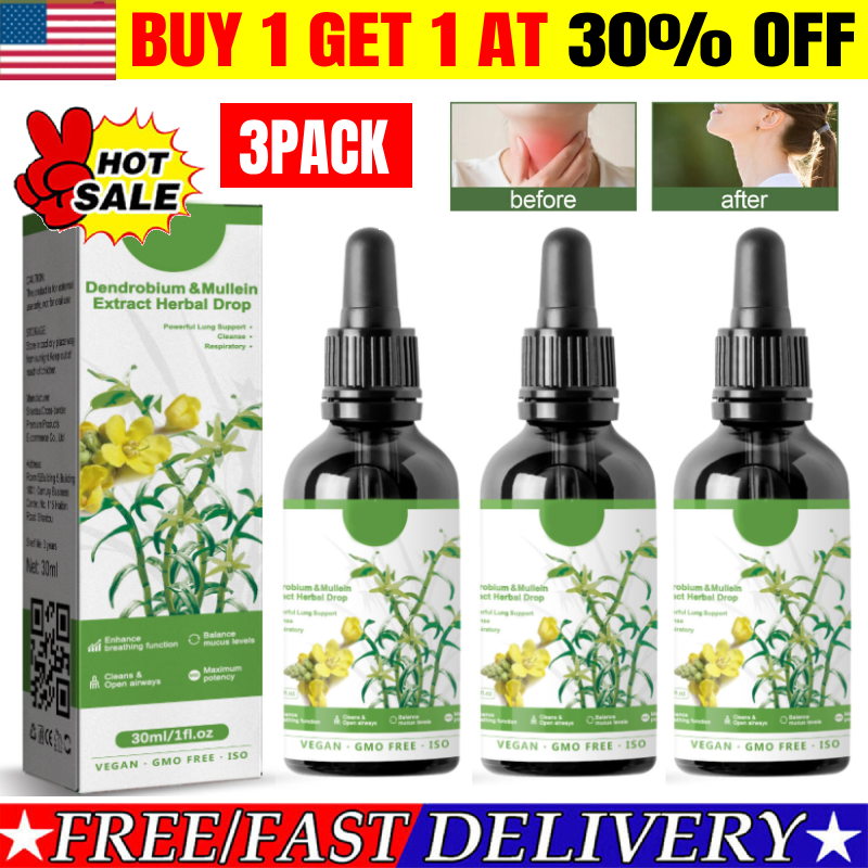 3X Dendrobium Mullein Extract Herbal Drop Powerful Lung Cleanse Respiratory US