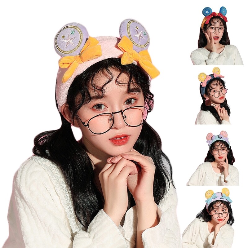 Plush Bow Makeup Headband for Washing Face Elastic Hairband