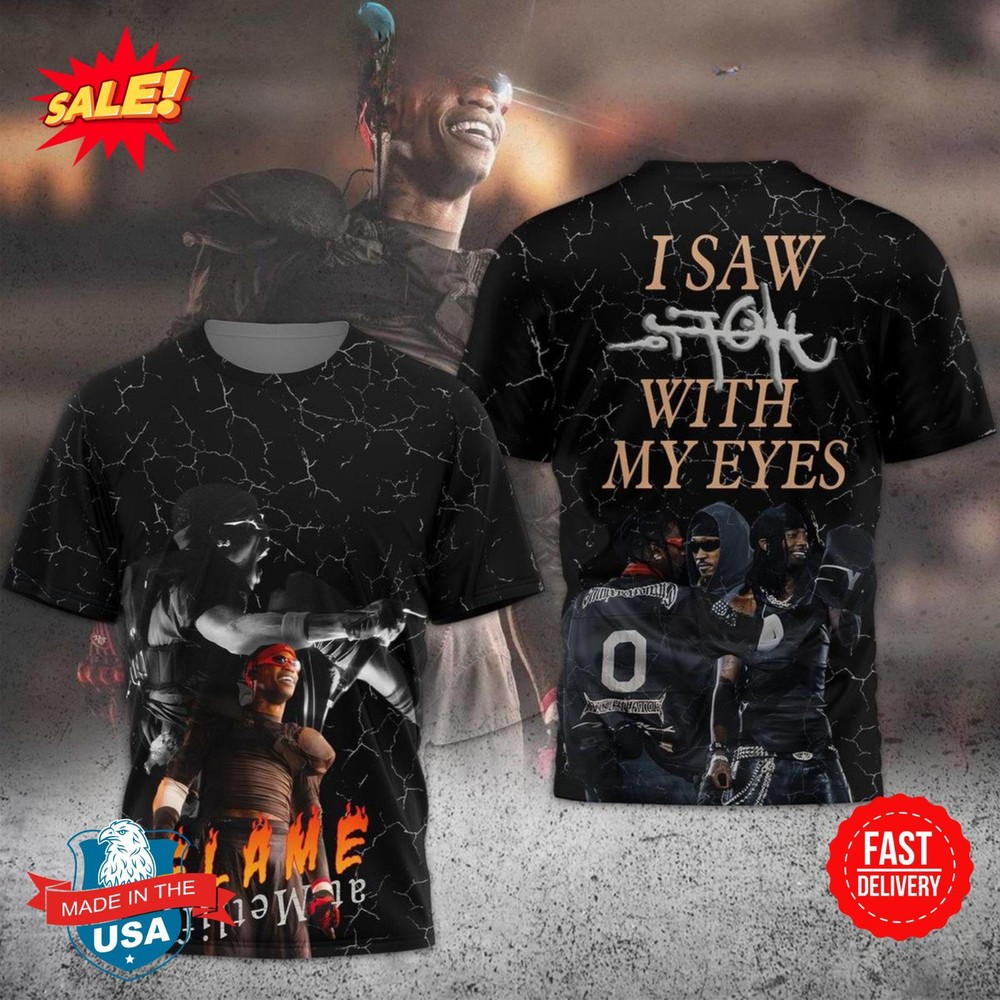 Travis Scott Flame I Saw Utopia With My Eyes 2024 3D T-Shirt