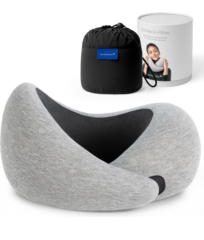 Ostrich Pillow Go Neck Pillow with Memory Foam in Midnight Gray for Travel Comfort