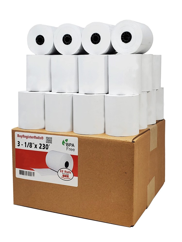 32 Rolls 3 1/8 x 230 Thermal Paper for Clover POS Cash Registers