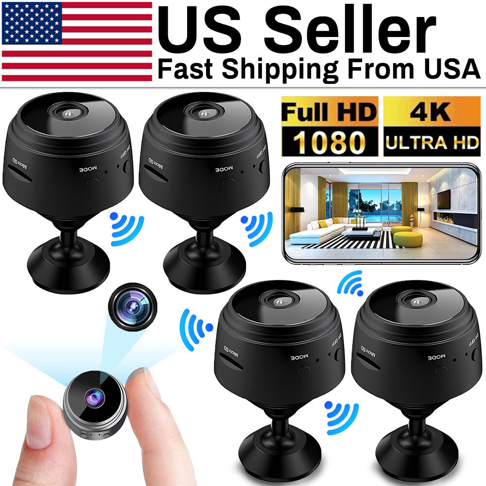 4xMini WiFi Cameras,Wireless Cam with Audio and Video HD 1080P Home Night Vision