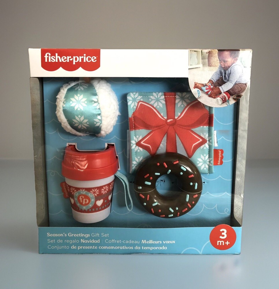 NEW Fisher-Price Seasons Greetings Gift Set Teething Cup, Donut, Snowball
