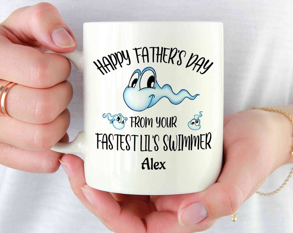Happy Father's Day Mug Personalized Name Mug Funny Sperm Mug Funny Father's Day