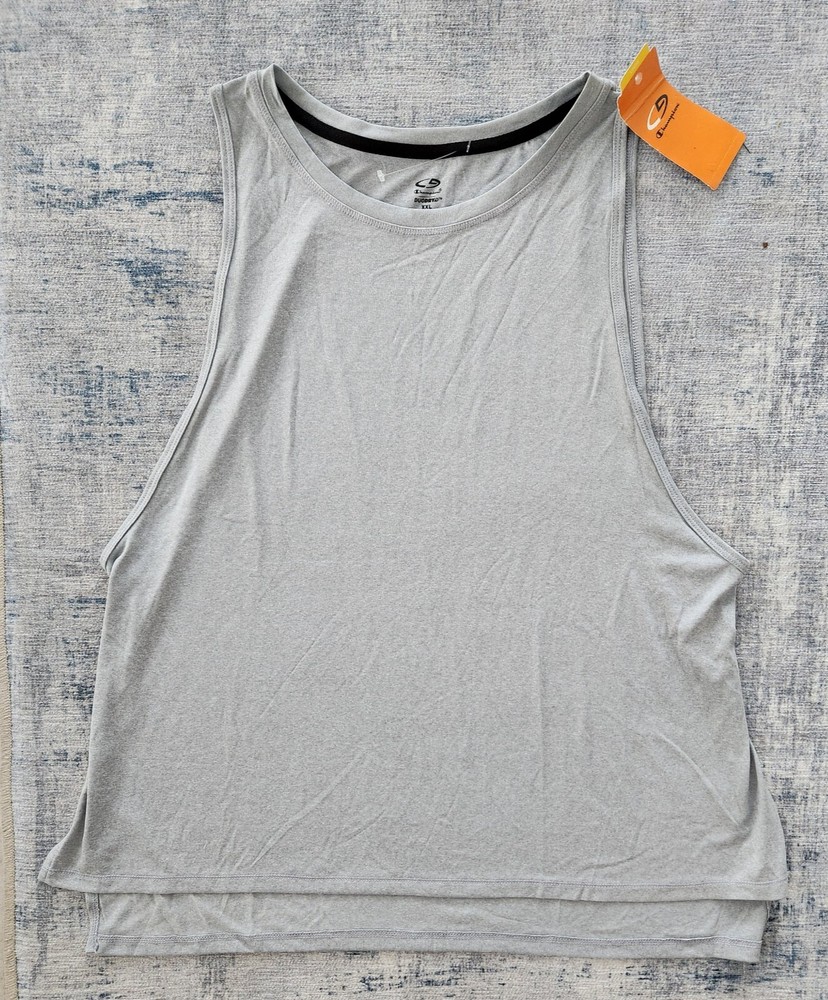 NWT Champion DuoDry LOOSE gray stretch Gym Workout top (XXL) Low Drop Underarm