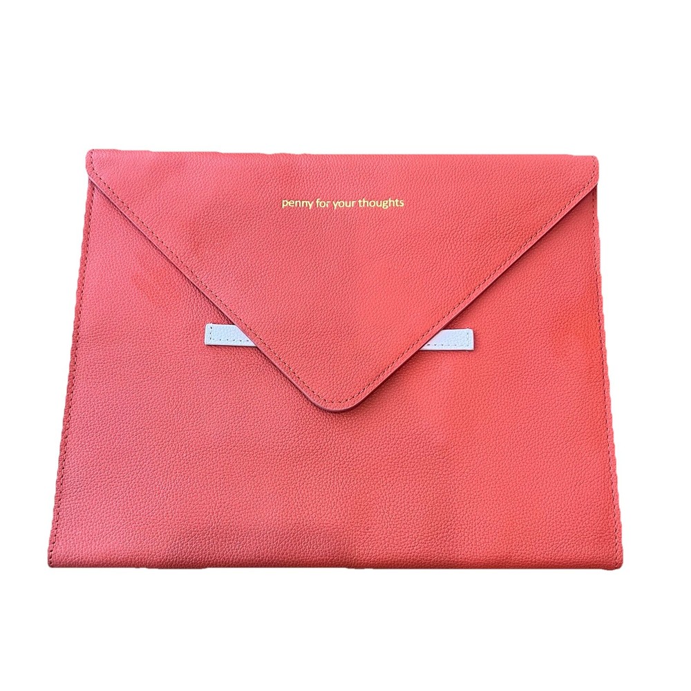 Anthropologie Pebbled Leather iPad Case Cover Red Pink Envelope Excellent