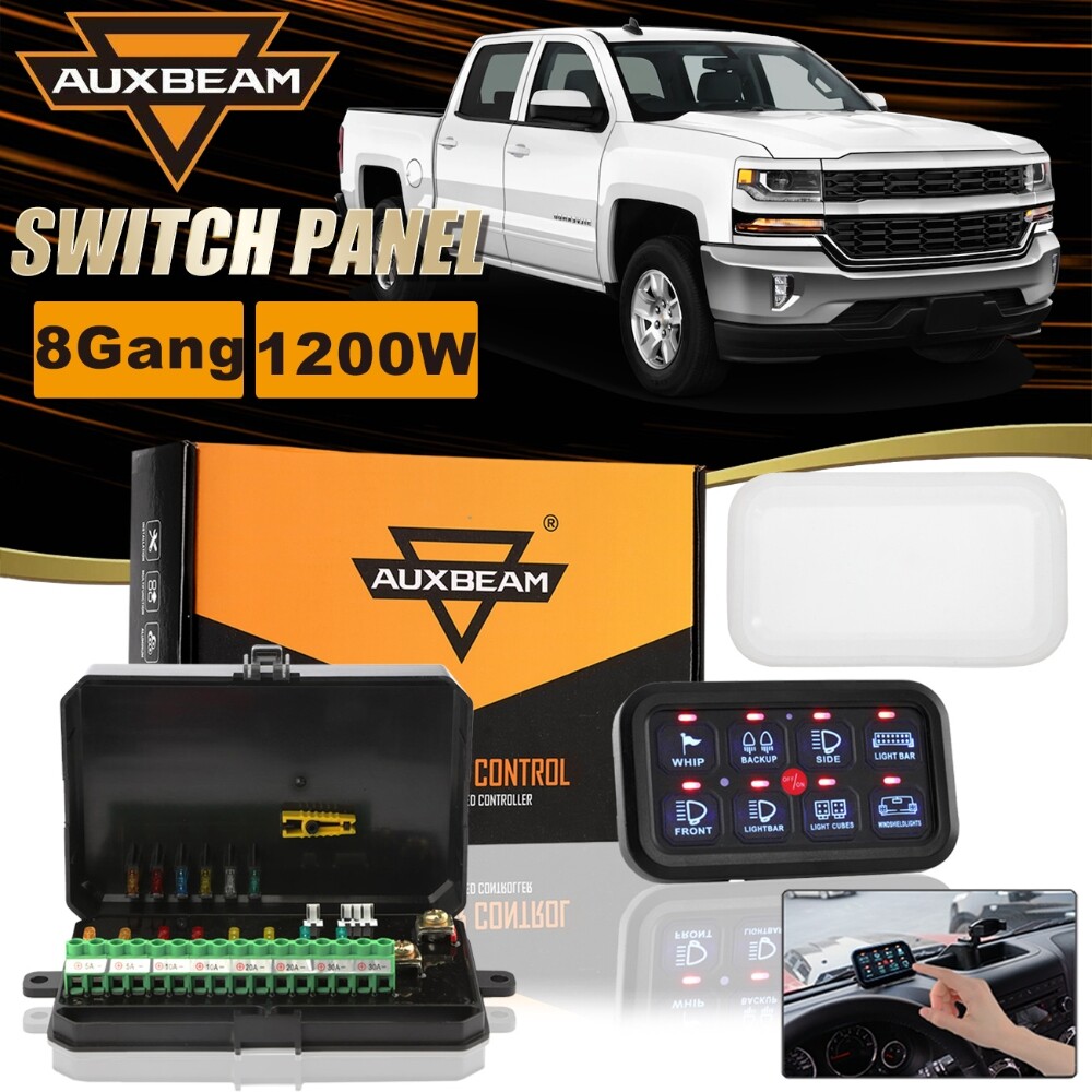 AUXBEAM BA80 8 Gang Switch Panel LED Control & Waterproof Case for Toyota Pickup