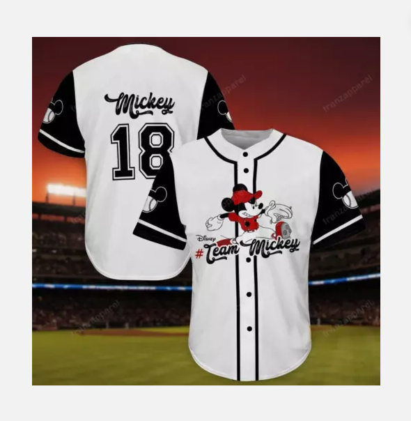 Personalized Love Mickey Mouse 3D BASEBALL JERSEY SHIRT Full Sizes S-5XL