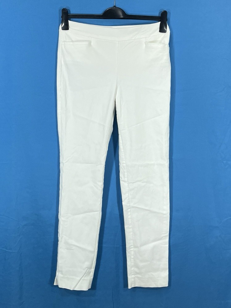 CHICO'S White STRETCH TWILL Mid-Rise STRAIGHT LEG Pull-On Pants Sz 0.5T (US=6)