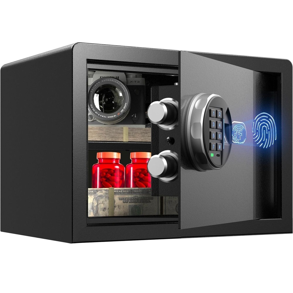Biometric Safe Box 0.8 cu ft Silent Mode Backlit Keypad LED Light-image