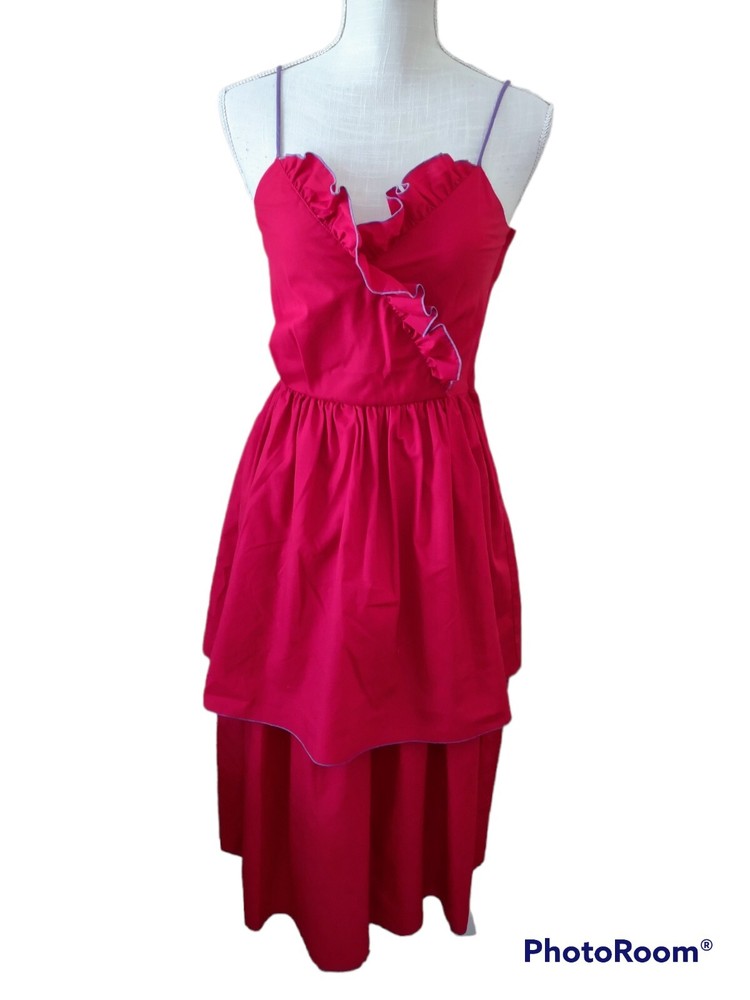 Vintage Dress St Gillian By Kay Unger Red Sleeveless Size 4 XS Poplin Strappy