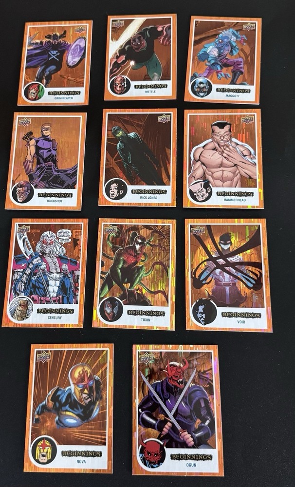 2023 Upper Deck Lot of 11 w Toxin Marvel Beginnings Orange Rainbow Bridge