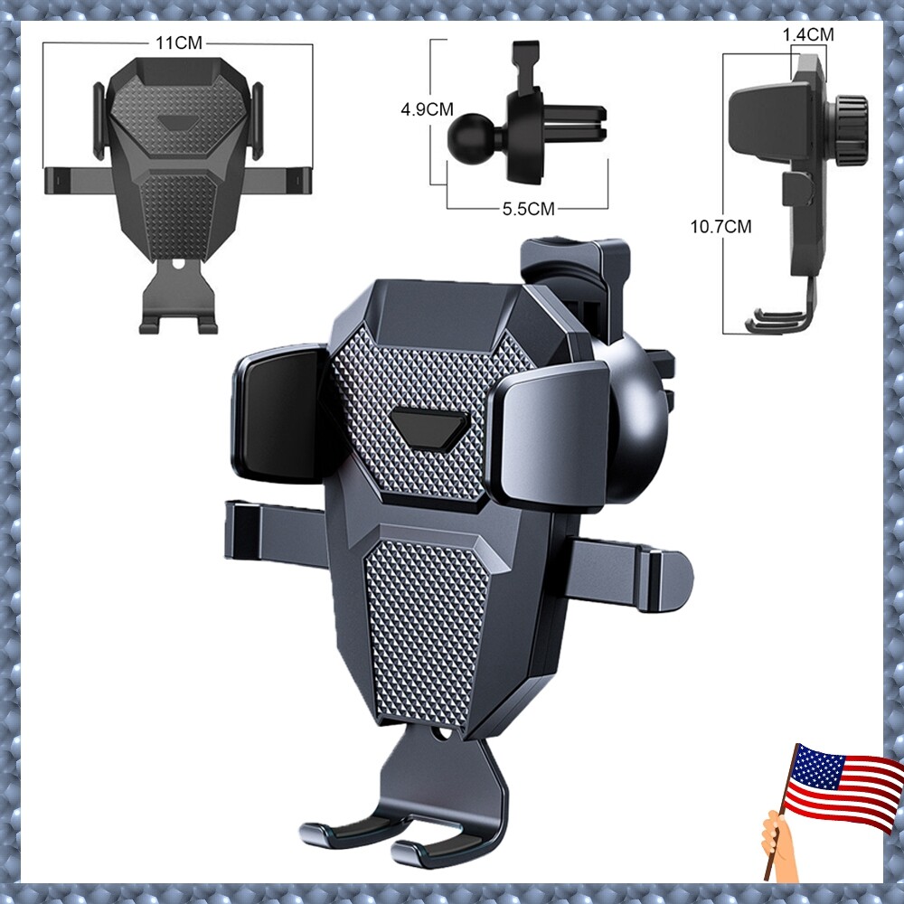 Universal Mobile Phone In Car Air Vent Mount Holder 360° Rotating Cradle Black