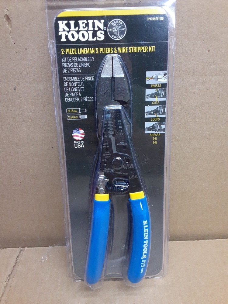 Klein Tools 2-Piece Lindman Pliers and Wire Stripper Kit D2139NE11055
